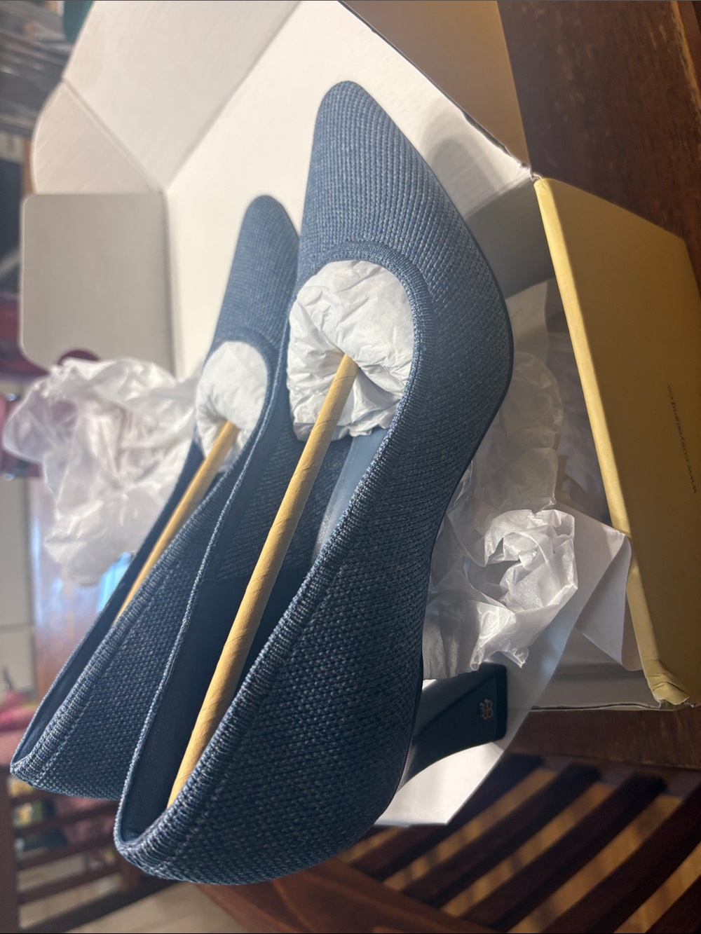 Cozy Island Navy Textured Pointed-Toe Pumps